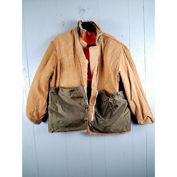 Vtg 80s SAFTBAK Hunting Jacket Duck Field Canvas Coat‎ L USA Biege Blaze Orange - Picture 5 of 12